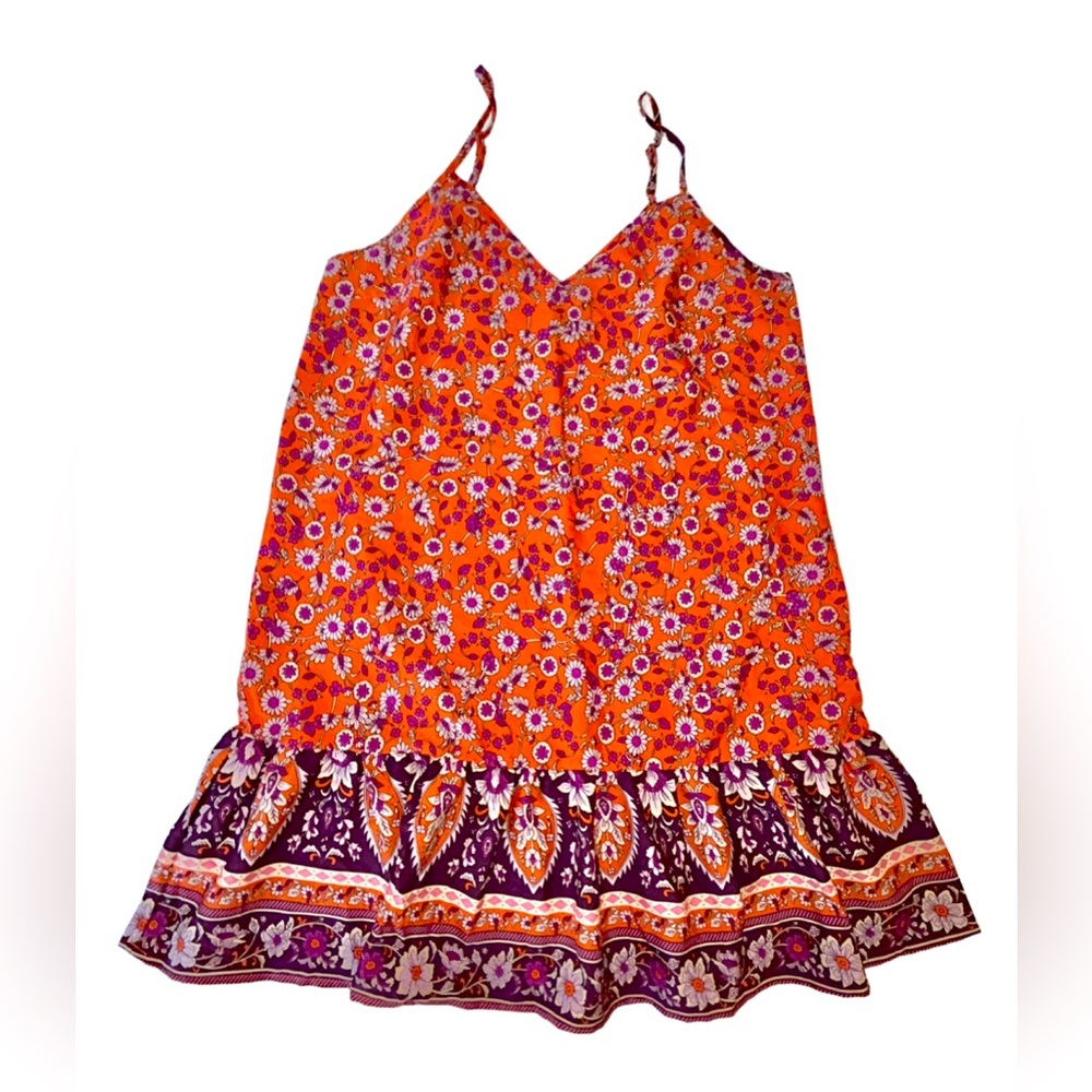 Fall Orange and Plum Purple Babydoll Dress Size Medium